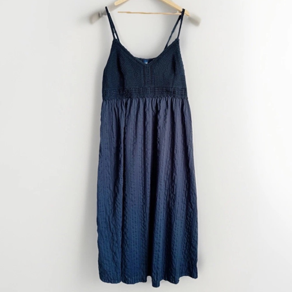 Old Navy Boho Cottagecore Navy Blue Sleeveless Crochet Dress XXL Empire Waist